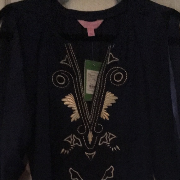 NWT Lilly Pulitzer Bryce Silk Dress XS True Navy - Picture 3 of 4